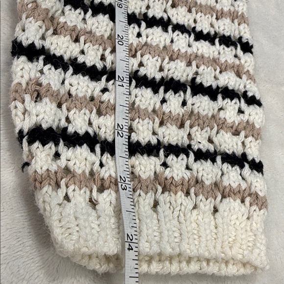 Norton Studio cropped Knit Sweater cream tan navy blue stripes neutral boho XL - Picture 7 of 8